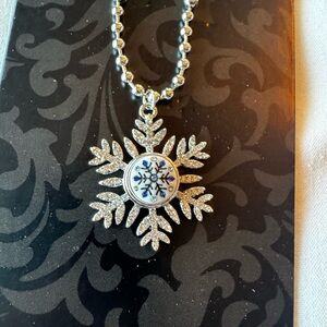 Magnolia and Vine Interchangeable 12mm Silver Snowflake Pendant Necklace